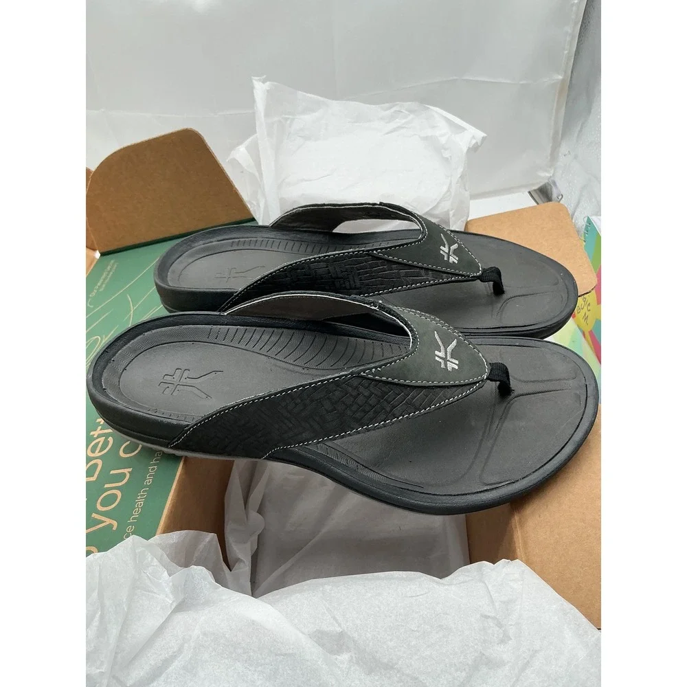 Kuru Kala Mens Orthotic‎ Flip Flop Sandals Grey Black Size 8